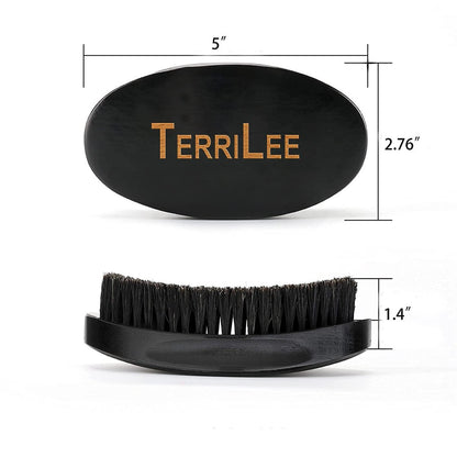 Premium Beech and Black Mix Bristle Wave Brush – Curved Medium Hard Brush for Men's Hair Styling