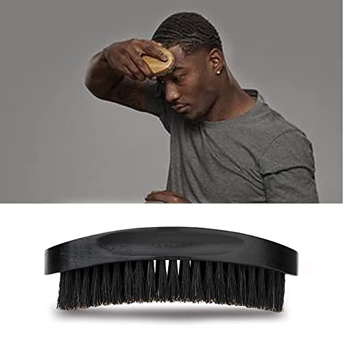 Premium Beech and Black Mix Bristle Wave Brush – Curved Medium Hard Brush for Men's Hair Styling - görsel 12