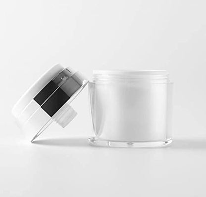 Furnido Refillable Airless Pump Jars - 1 oz Empty Acrylic Cosmetic Containers for Thick Moisturizer & Skincare Cream, 2 Pack, White