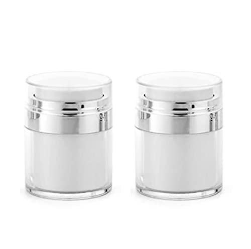 Furnido Refillable Airless Pump Jars - 1 oz Empty Acrylic Cosmetic Containers for Thick Moisturizer & Skincare Cream, 2 Pack, White - görsel 2