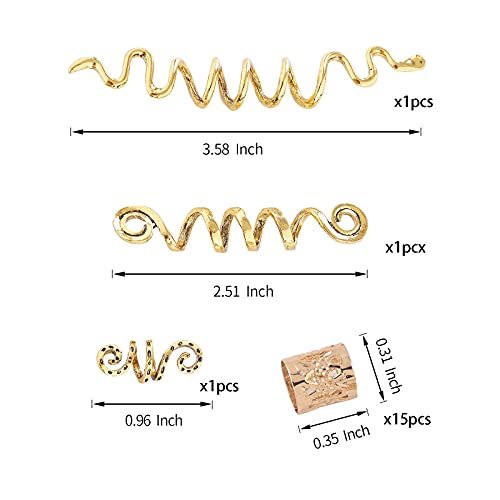 FRDTLUTHW 18-Piece Gold Loc Hair Jewelry Set - Metal Hair Clips & Dreadlock Beads for Women (Multiple Styles) - görsel 4