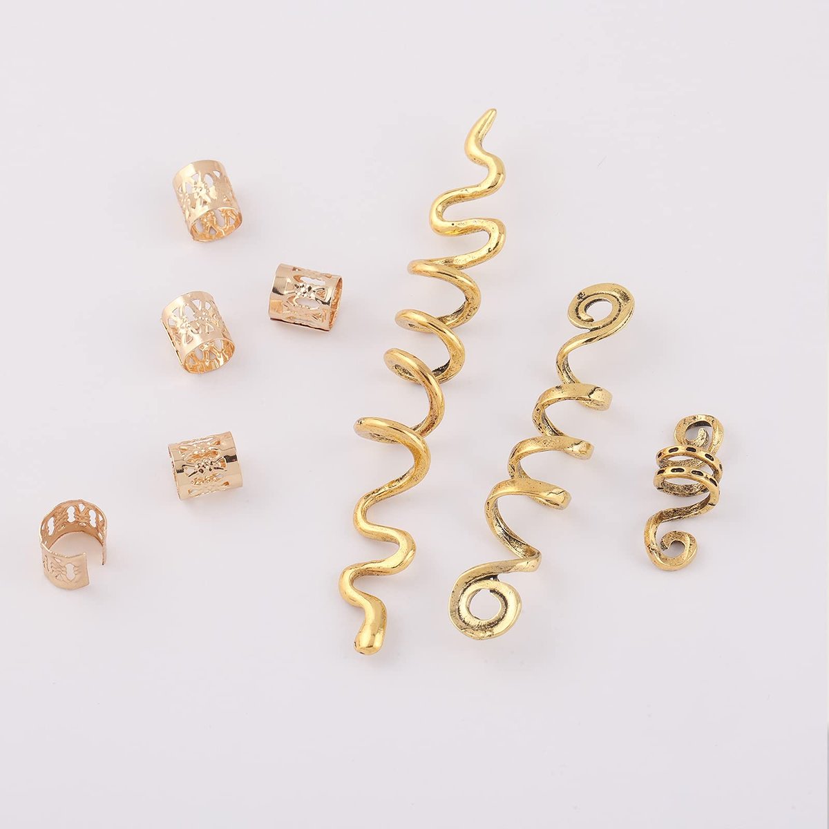 FRDTLUTHW 18-Piece Gold Loc Hair Jewelry Set - Metal Hair Clips & Dreadlock Beads for Women (Multiple Styles) - görsel 15