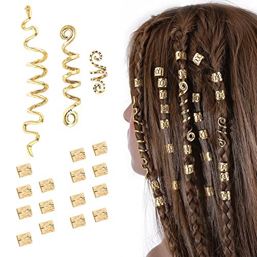 FRDTLUTHW 18-Piece Gold Loc Hair Jewelry Set - Metal Hair Clips & Dreadlock Beads for Women (Multiple Styles) - görsel 2
