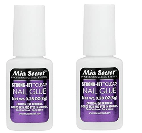 Mia Secret Strong-Jet Clear Nail Glue 2 Pack (8g x 2) – Professional Brush-On Nail Adhesive, Fast-Drying, Long-Lasting Hold for Press-On Nails, Tips & Nail Art Avelisse