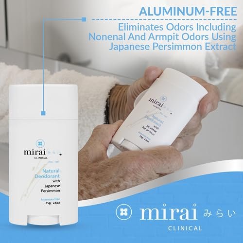 Mirai Clinical All Natural Deodorant - Japanese Persimmon Extract, Unscented, Aluminum-Free for Women and Men - 75g Avelisse