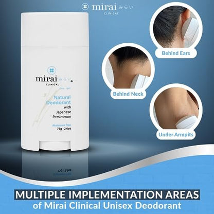 Mirai Clinical All Natural Deodorant - Japanese Persimmon Extract, Unscented, Aluminum-Free for Women and Men - 75g Avelisse
