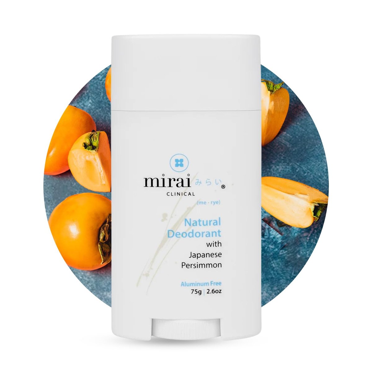 Mirai Clinical All Natural Deodorant - Japanese Persimmon Extract, Unscented, Aluminum-Free for Women and Men - 75g Avelisse