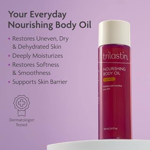 TriLASTIN Body Oil (3.4 oz) – Vitamin-Infused Stretch Mark Oil, Body Serum for Scars & Moisturizing, Paraben-Free, Hypoallergenic Avelisse