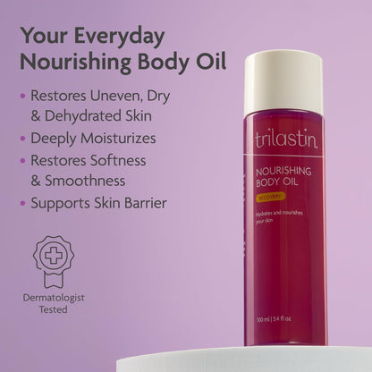 TriLASTIN Body Oil (3.4 oz) – Vitamin-Infused Stretch Mark Oil, Body Serum for Scars & Moisturizing, Paraben-Free, Hypoallergenic Avelisse