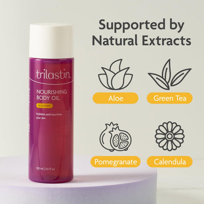 TriLASTIN Body Oil (3.4 oz) – Vitamin-Infused Stretch Mark Oil, Body Serum for Scars & Moisturizing, Paraben-Free, Hypoallergenic Avelisse