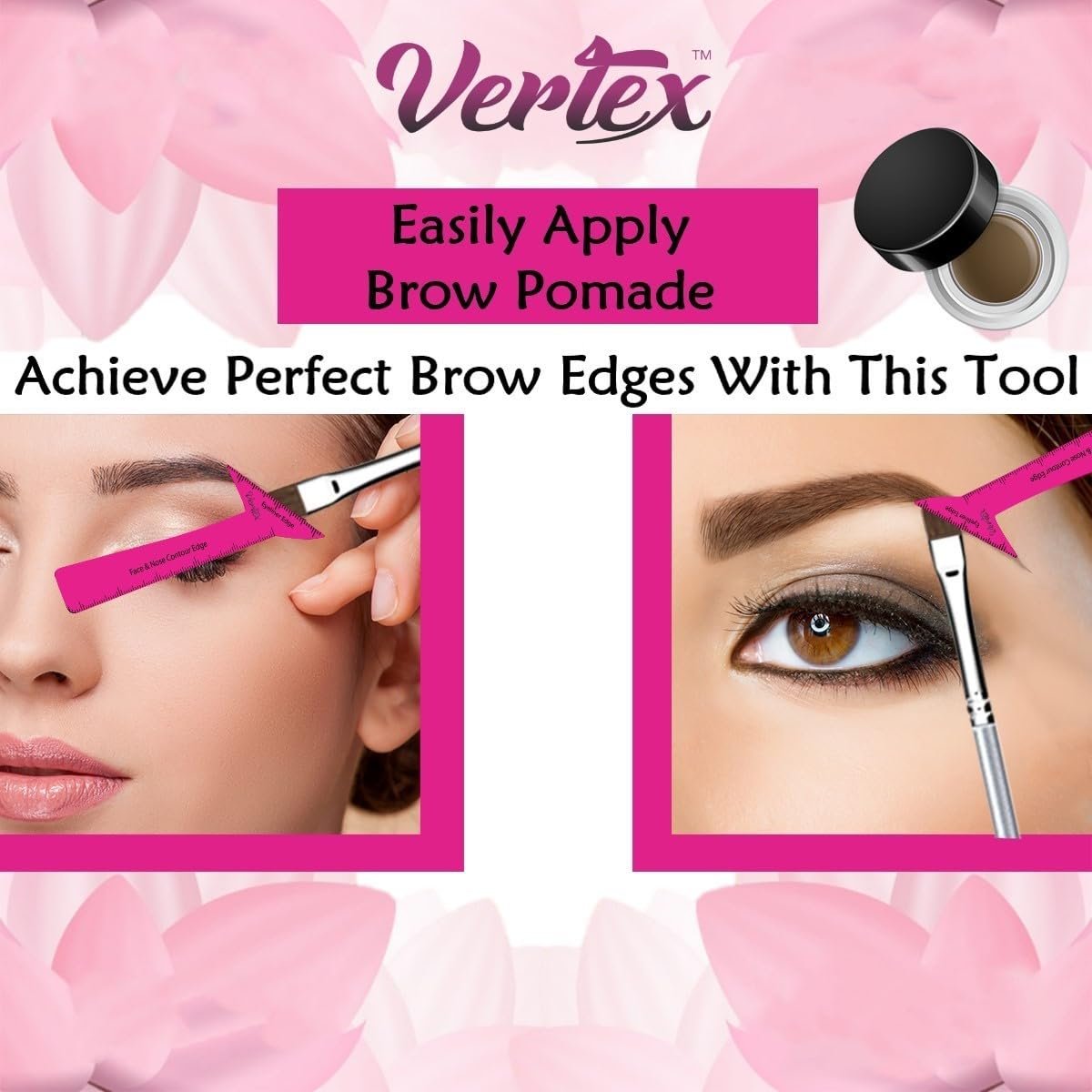 Vertex Eyeliner Stencils & Pencil Set - Waterproof Liquid Liner Tool for Beginners, Thin Angled Wing Tip & Cat Eye Stamp, Pink, 1 Count - görsel 12