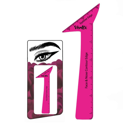 Vertex Eyeliner Stencils & Pencil Set - Waterproof Liquid Liner Tool for Beginners, Thin Angled Wing Tip & Cat Eye Stamp, Pink, 1 Count