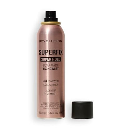 Revolution Beauty London Superfix Misting Makeup Setting Spray - Ultra Matte & Shine-Free Finish, Long-Lasting Wear, Infused with Vitamin E, 5 fl oz