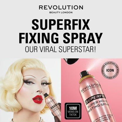 Revolution Beauty London Superfix Misting Makeup Setting Spray - Ultra Matte & Shine-Free Finish, Long-Lasting Wear, Infused with Vitamin E, 5 fl oz