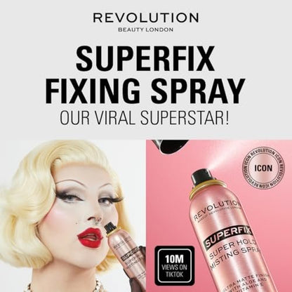 Revolution Beauty London Superfix Misting Makeup Setting Spray - Ultra Matte & Shine-Free Finish, Long-Lasting Wear, Infused with Vitamin E, 5 fl oz