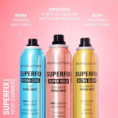 Revolution Beauty London Superfix Misting Makeup Setting Spray - Ultra Matte & Shine-Free Finish, Long-Lasting Wear, Infused with Vitamin E, 5 fl oz