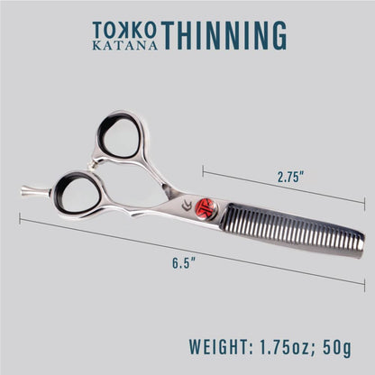 Katana Classic Professional 6.5" Shear Set by Tokko Shears – Premium 440C Japanese Steel Hair Cutting & Thinning Scissors for Barbers and Salon Professionals Avelisse