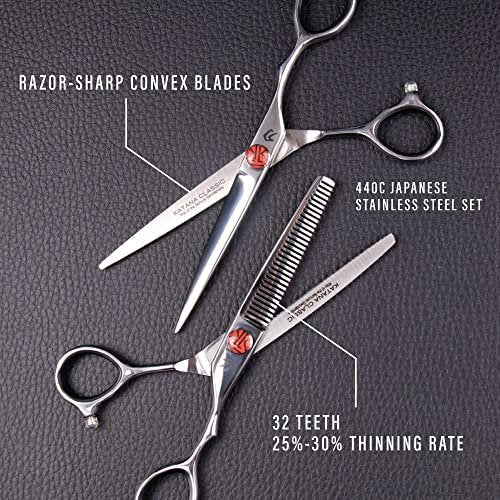 Katana Classic Professional 6.5" Shear Set by Tokko Shears – Premium 440C Japanese Steel Hair Cutting & Thinning Scissors for Barbers and Salon Professionals Avelisse