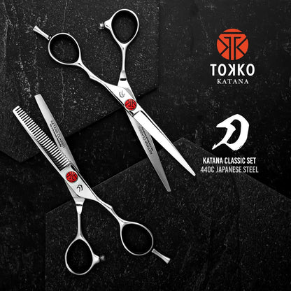 Katana Classic Professional 6.5" Shear Set by Tokko Shears – Premium 440C Japanese Steel Hair Cutting & Thinning Scissors for Barbers and Salon Professionals Avelisse