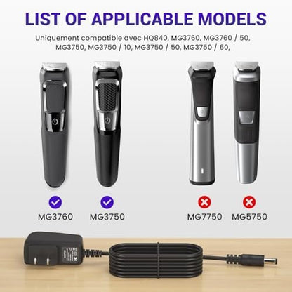 8V Power Cord Replacement for Philips Norelco Multigroom Series 3000 | XXSZHY