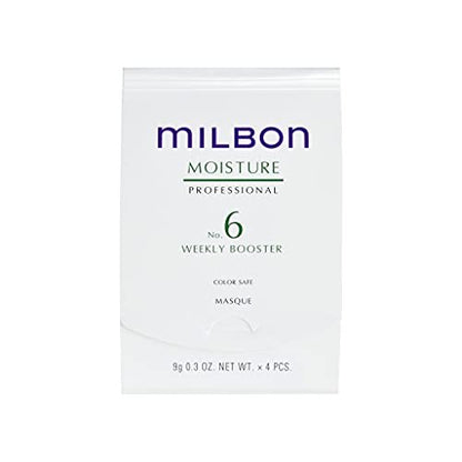 Milbon Moisture No.6 Weekly Booster - Intensive Hair Mask Treatment (Pack of 4, 0.25 Fl Oz Each) Avelisse
