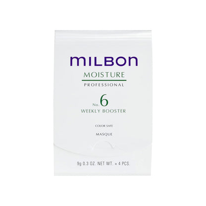 Milbon Moisture No.6 Weekly Booster - Intensive Hair Mask Treatment (Pack of 4, 0.25 Fl Oz Each) Avelisse