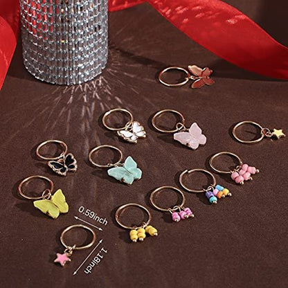 WILLBOND 18-Piece Colorful Butterfly Hair Jewelry for Braids - Gold Braid Hair Rings & Clips for Women, Classic Style