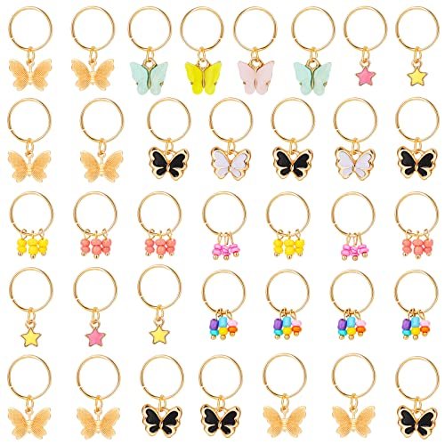 WILLBOND 18-Piece Colorful Butterfly Hair Jewelry for Braids - Gold Braid Hair Rings & Clips for Women, Classic Style - görsel 1