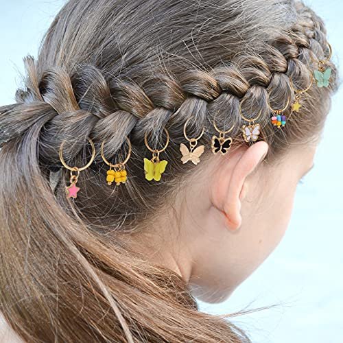 WILLBOND 18-Piece Colorful Butterfly Hair Jewelry for Braids - Gold Braid Hair Rings & Clips for Women, Classic Style - görsel 11