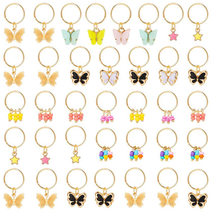WILLBOND 18-Piece Colorful Butterfly Hair Jewelry for Braids - Gold Braid Hair Rings & Clips for Women, Classic Style
