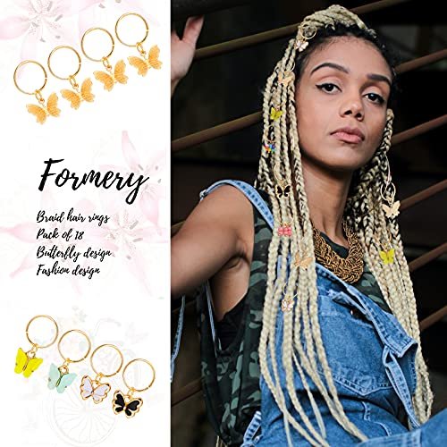 WILLBOND 18-Piece Colorful Butterfly Hair Jewelry for Braids - Gold Braid Hair Rings & Clips for Women, Classic Style - görsel 5