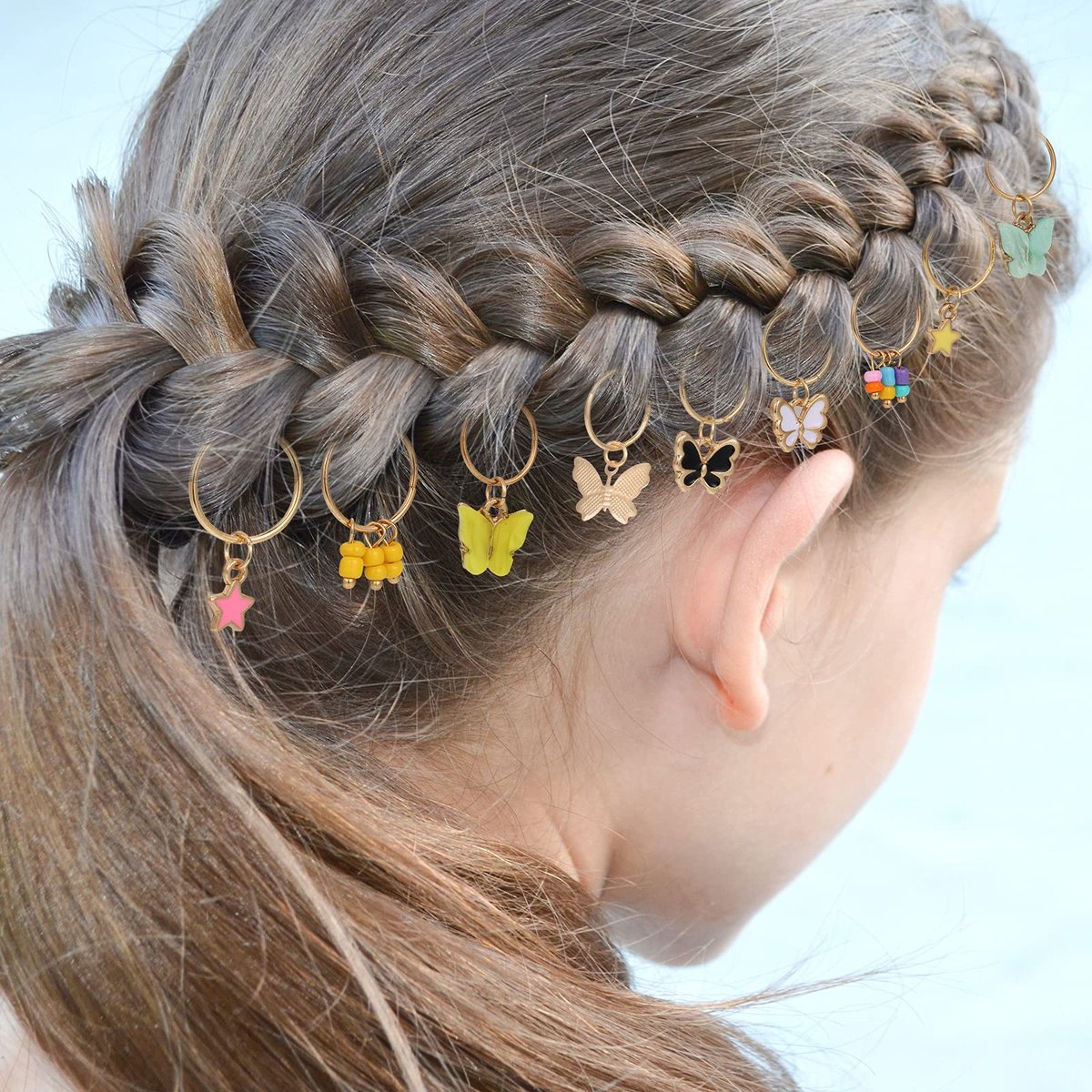 WILLBOND 18-Piece Colorful Butterfly Hair Jewelry for Braids - Gold Braid Hair Rings & Clips for Women, Classic Style - görsel 12