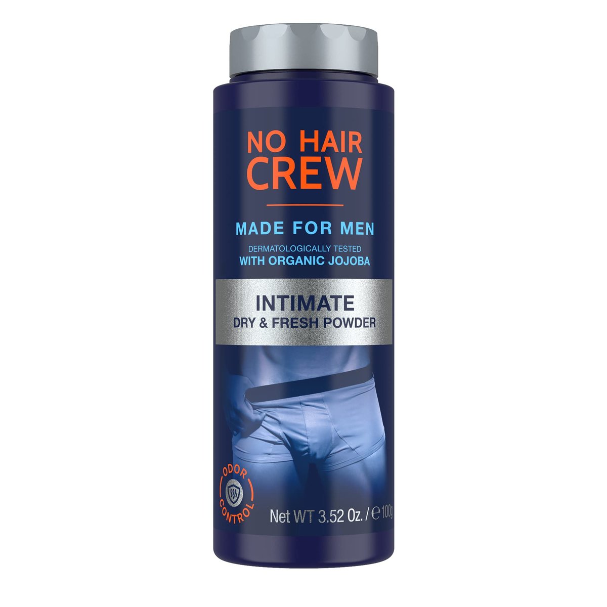 No Hair Crew Intimate Dry & Fresh Body Powder for Men - Sweat Defense & Odor Control Deodorizer, 3.5 oz Avelisse