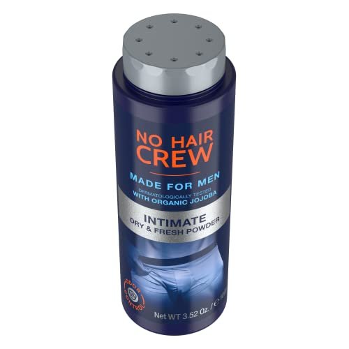 No Hair Crew Intimate Dry & Fresh Body Powder for Men - Sweat Defense & Odor Control Deodorizer, 3.5 oz Avelisse