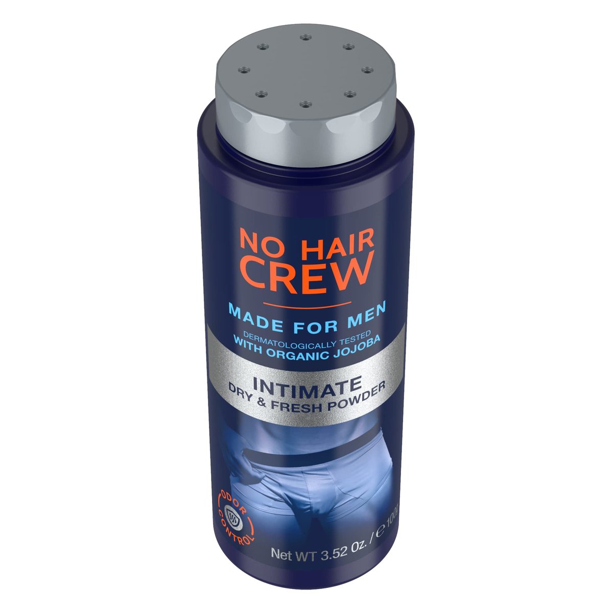 No Hair Crew Intimate Dry & Fresh Body Powder for Men - Sweat Defense & Odor Control Deodorizer, 3.5 oz Avelisse