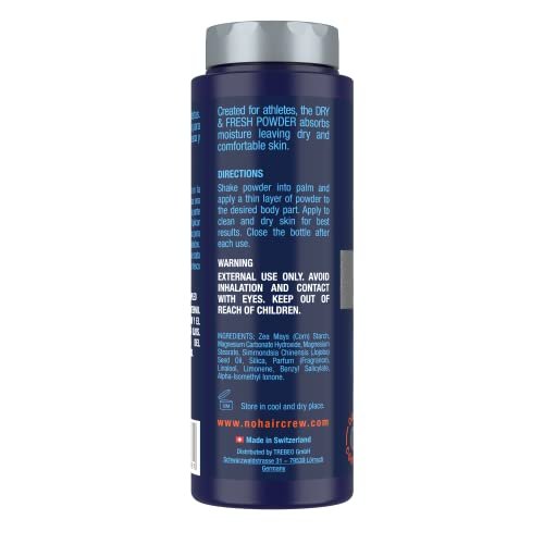 No Hair Crew Intimate Dry & Fresh Body Powder for Men - Sweat Defense & Odor Control Deodorizer, 3.5 oz Avelisse