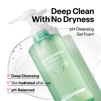 Dr.G pH Cleansing Gel Foam - Gentle Face Cleanser for All Skin Types, pH-Balanced, Hydrating, Deep Pore Cleansing, Korean Skincare, 6.76 fl oz Avelisse
