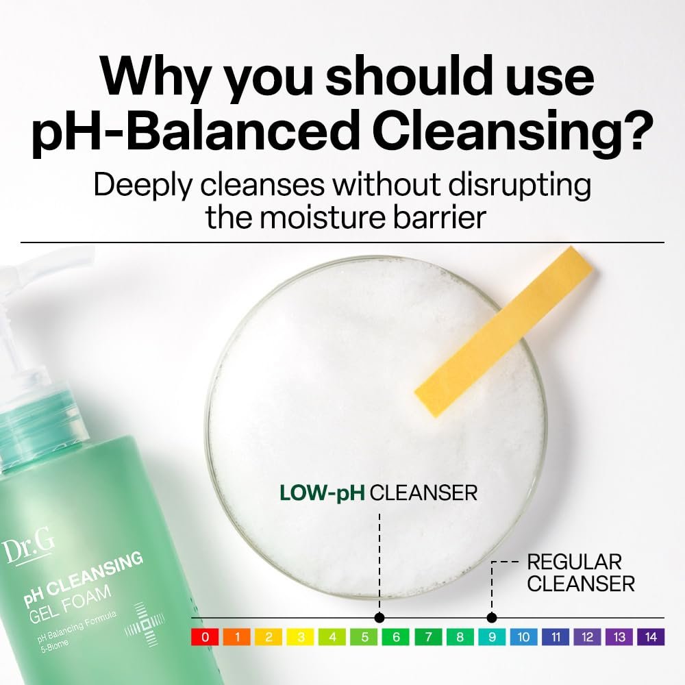 Dr.G pH Cleansing Gel Foam - Gentle Face Cleanser for All Skin Types, pH-Balanced, Hydrating, Deep Pore Cleansing, Korean Skincare, 6.76 fl oz Avelisse