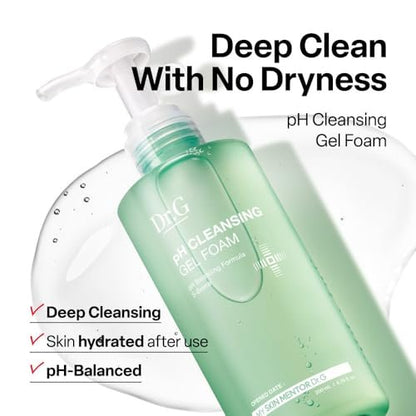 Dr.G pH Cleansing Gel Foam - Gentle Face Cleanser for All Skin Types, pH-Balanced, Hydrating, Deep Pore Cleansing, Korean Skincare, 6.76 fl oz Avelisse