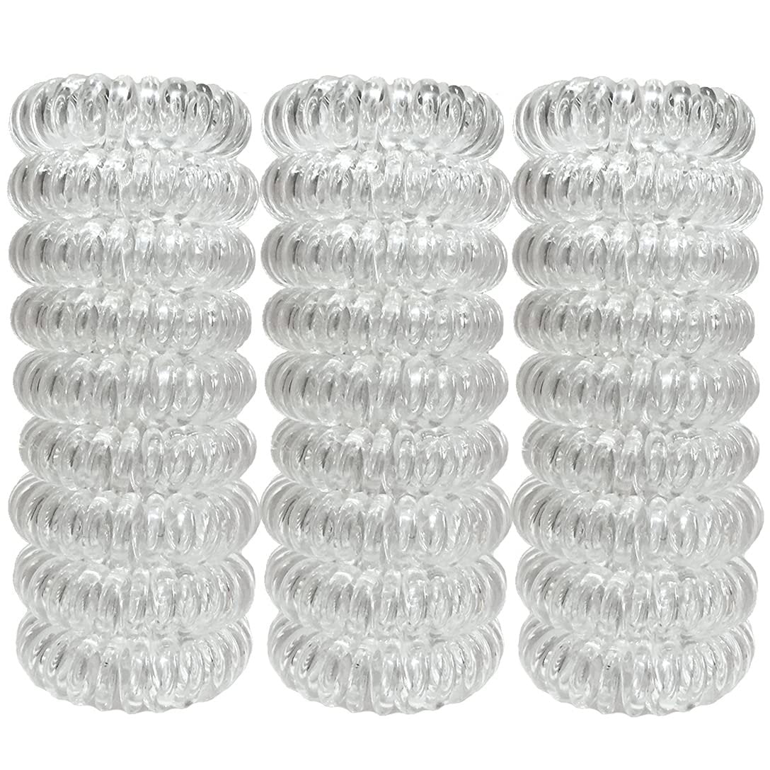 RN BEAUTY 27 Pieces Spiral Coil Hair Ties – Transparent, Traceless, No Crease Ponytail Holders for All Hair Types - görsel 1