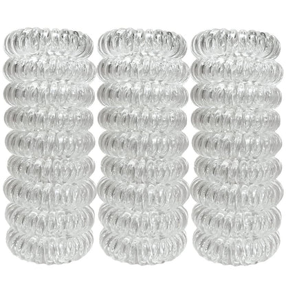 RN BEAUTY 27 Pieces Spiral Coil Hair Ties – Transparent, Traceless, No Crease Ponytail Holders for All Hair Types