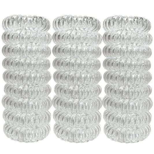 RN BEAUTY 27 Pieces Spiral Coil Hair Ties – Transparent, Traceless, No Crease Ponytail Holders for All Hair Types