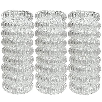 RN BEAUTY 27 Pieces Spiral Coil Hair Ties – Transparent, Traceless, No Crease Ponytail Holders for All Hair Types
