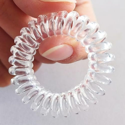 RN BEAUTY 27 Pieces Spiral Coil Hair Ties – Transparent, Traceless, No Crease Ponytail Holders for All Hair Types
