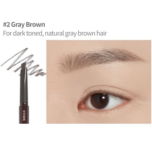 ETUDE Drawing Eye Brow #2 Grey Brown - Long Lasting Natural Eyebrow Pencil for Daily Look - görsel 12