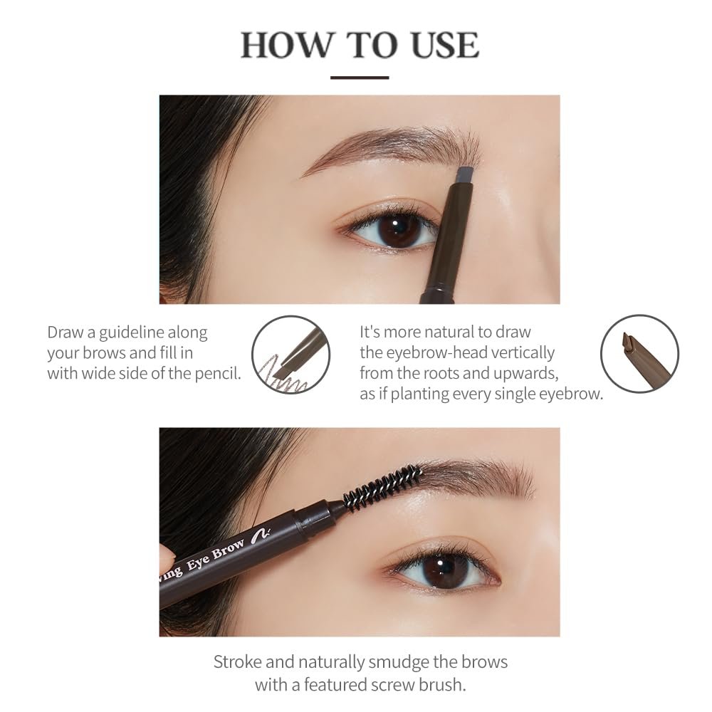 ETUDE Drawing Eye Brow #2 Grey Brown - Long Lasting Natural Eyebrow Pencil for Daily Look - görsel 13