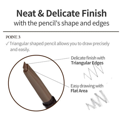 ETUDE Drawing Eye Brow #2 Grey Brown - Long Lasting Natural Eyebrow Pencil for Daily Look