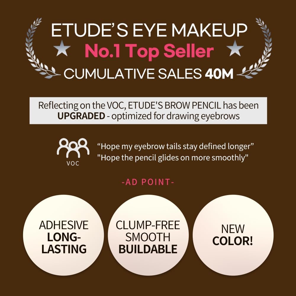 ETUDE Drawing Eye Brow #2 Grey Brown - Long Lasting Natural Eyebrow Pencil for Daily Look - görsel 3