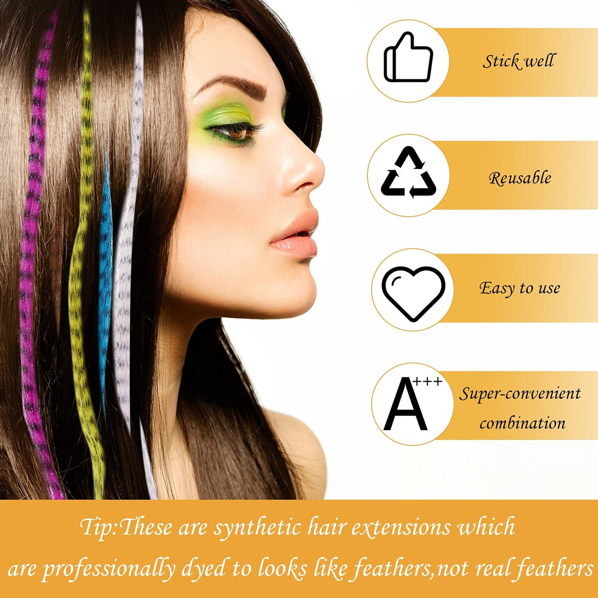 Xinnun 52 Pcs Colored Hair Feathers Extension Kit - 13 Colors Long Straight Synthetic Hair Feathers with Micro Ring Crochet Hook & Remover Plier for Women, Cosplay, Party Avelisse