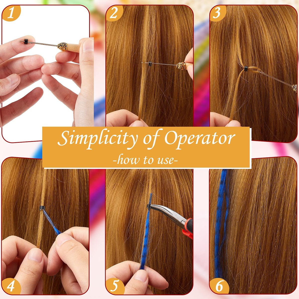 Xinnun 52 Pcs Colored Hair Feathers Extension Kit - 13 Colors Long Straight Synthetic Hair Feathers with Micro Ring Crochet Hook & Remover Plier for Women, Cosplay, Party Avelisse